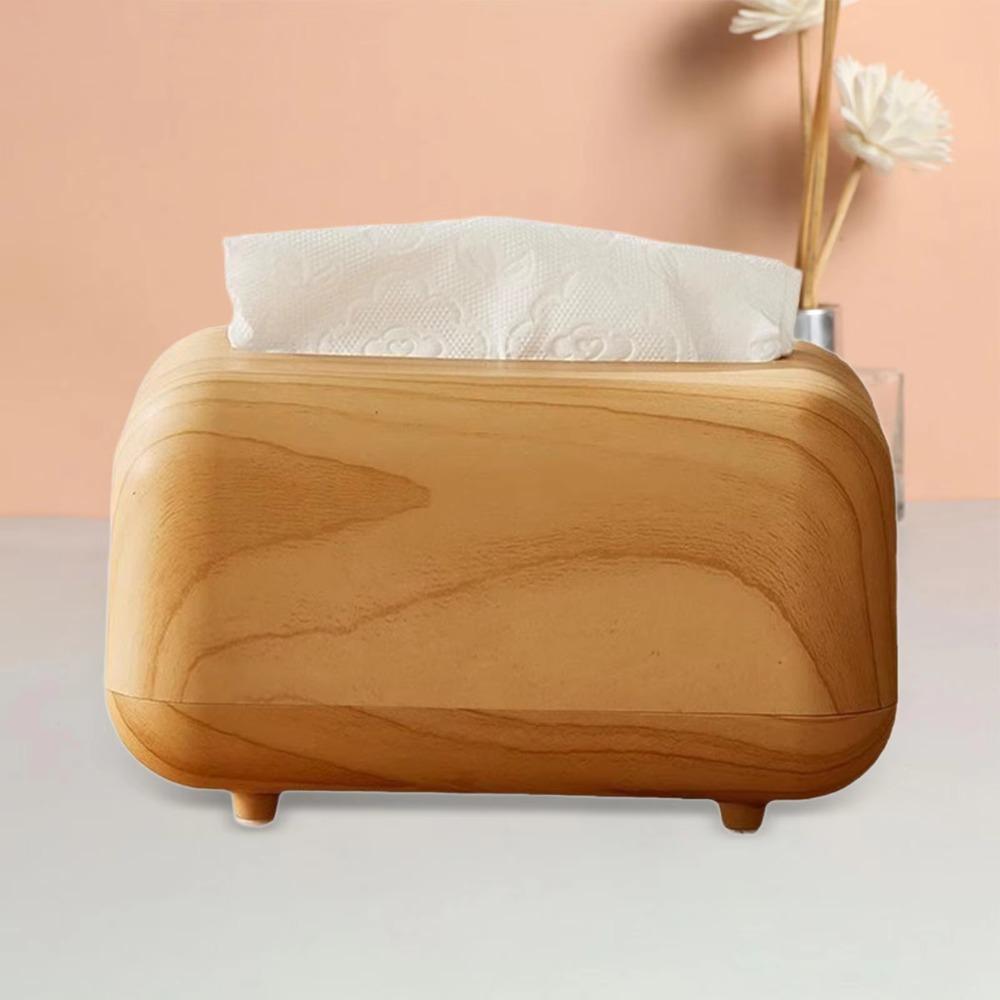 Ins Style Imitation Wood Grain Tissue Box Napkin Paper Case  Living Room Decoration