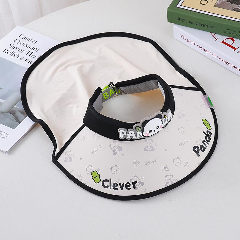Cartoon panda children empty top hat summer sun protection big brim shawl hat boy girl outdoor visor sun hat One size fits all