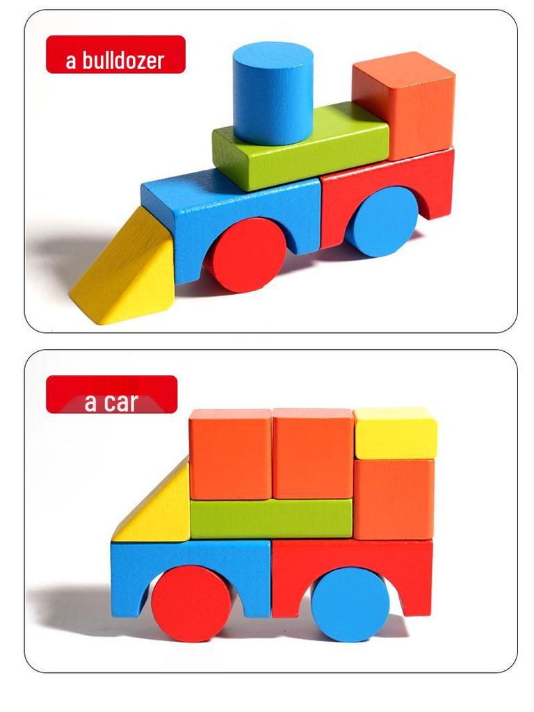 Colored Wooden Blocks - Educational Assembling Toy for Toddlers