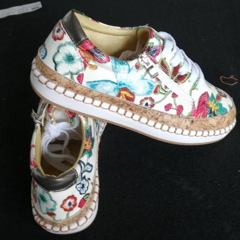 Spring New European & American Colorful Lace-Up Flat Loafers – Printed Board Shoes for Women