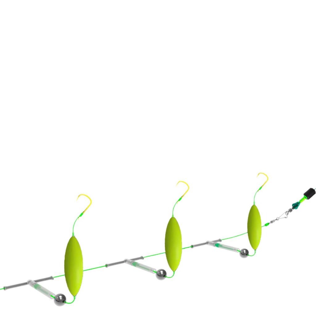 Fishing Rig With Three Hooks, Bottom-mounted, -current Fishing Line.