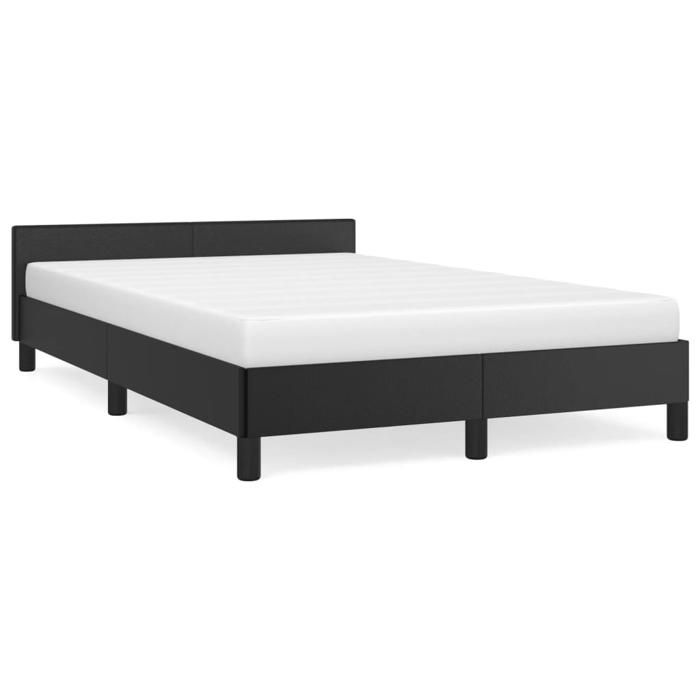 VidaXL Bed Frames with Headboard, Upholstered Bed with Slat Base, Double Bed with Footboard, Adult Bed, Modern, Black 379541