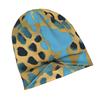 ZLIENSZUS Adult Golden Leopard Spots & Blue Animal Print Beanie Hat - Suitable for Commuting, Evening Outfits, Urban Style, Fashionable with Golden Le