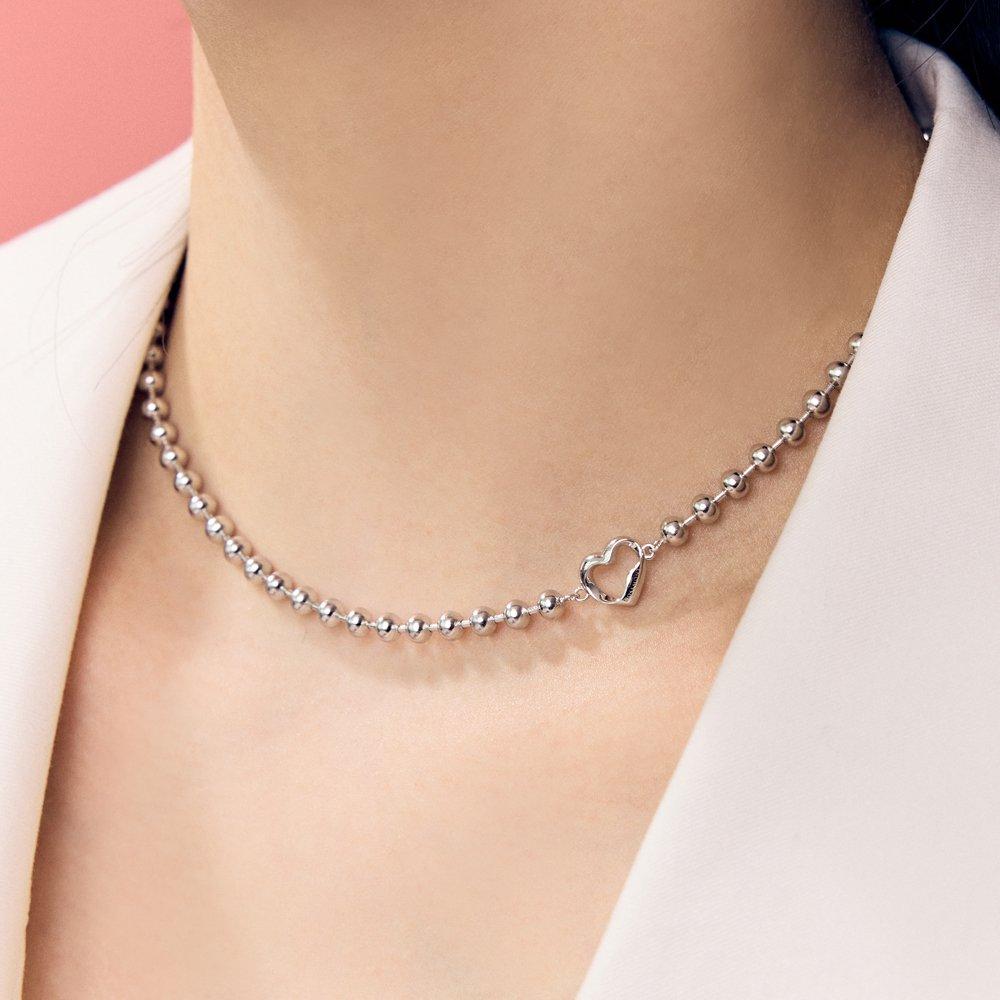 [Rosemont] Silver Ball Necklace Deer Heart Ra25C10J