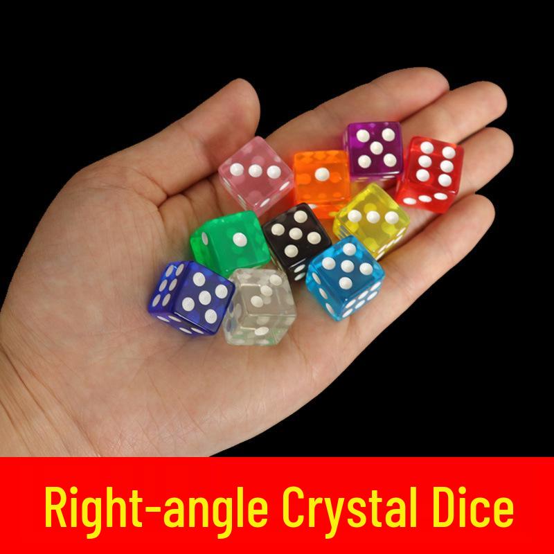 16mm Right Angle Transparent Colored Acrylic Dice - Children's Board Game Toy