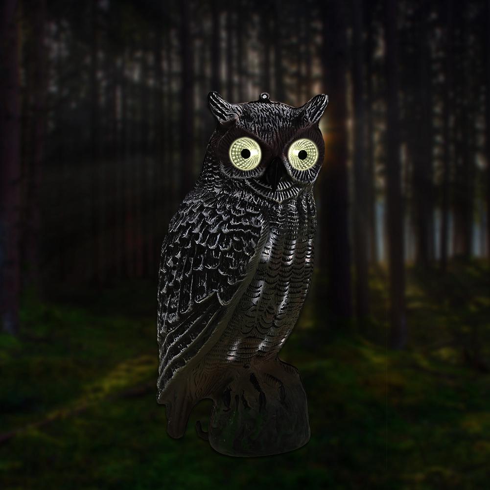 Solar Powered Owl Hunting Decoy Bird Scarer Deterrent Pest Control Garden Decor Eye Not Glow