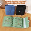 Leather Travel Jewelry Organizer Bag Foldable Jewelry Rolls  for Studs, Hoops and Pendant Earrings