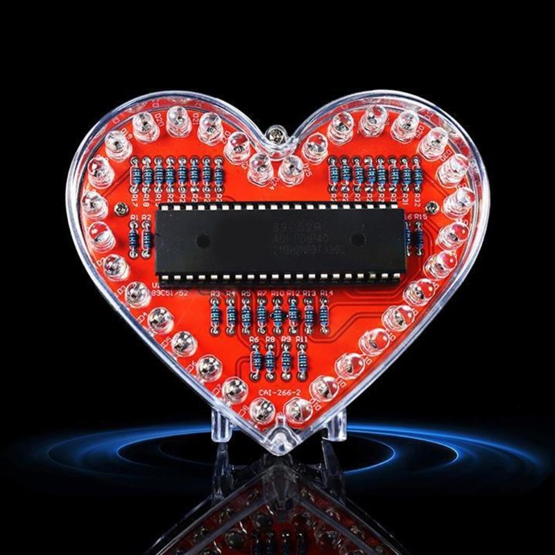 Kit di Saldatura LED RGB a Forma di Cuore per Appassionati del Fai-da-te, Set Elettronico Educativo per Studenti e Regalo Creativo
