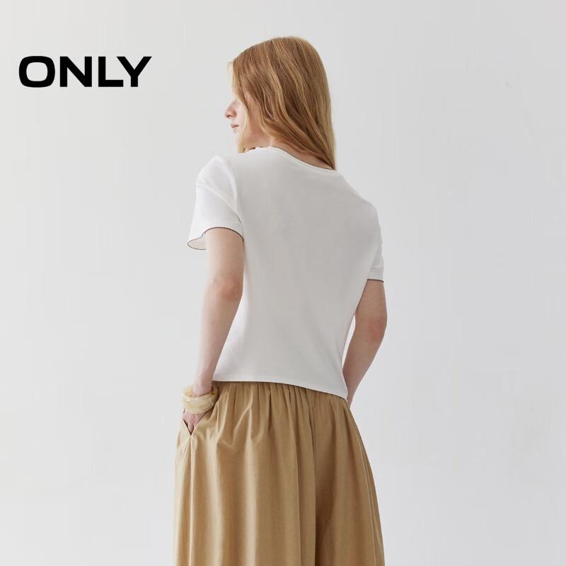 ONLY Women's Contrast Trim Round Neck Short Sleeve T-Shirt