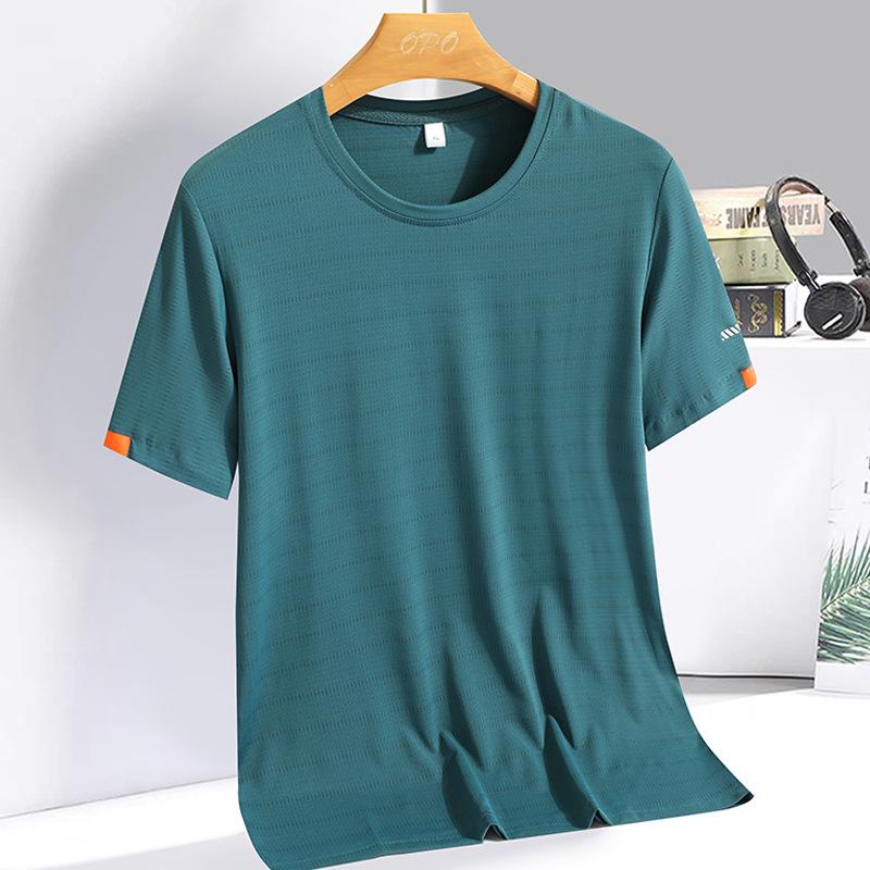 Ice Silk Men's Quick-Dry Short Sleeve T-Shirt, High Elastic, Breathable, Summer 2023 Casual Loose Fit Sports Top