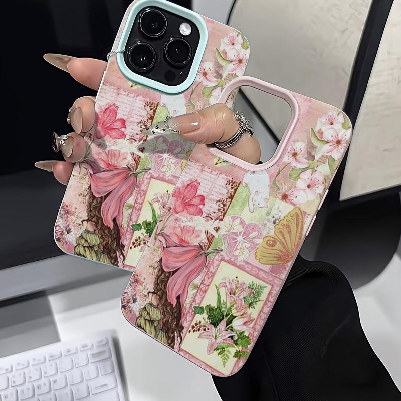 Retro Floral Girl Wallpaper Pattern Phone Case For iPhone 17 16 11 12 13 14 15 Pro Max XS XR X 8 7 Plus 17E Shockproof TPU Cover
