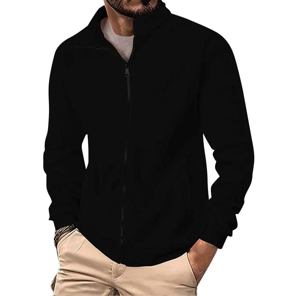 Men's Solid Color Corduroy Zipper Jacket Men's Sports Large Size Casual Jacket