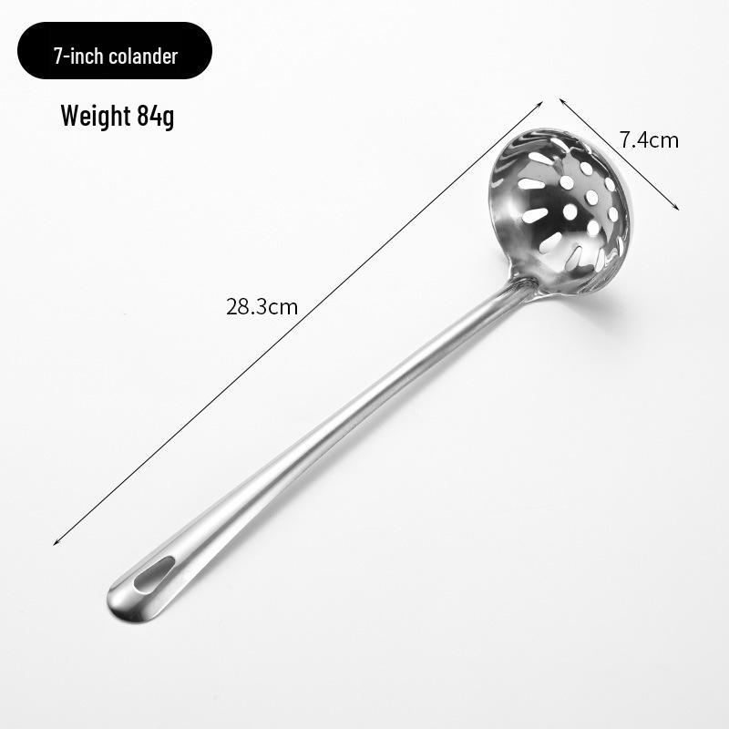Stainless Steel Deep Bottom Soup Ladle and Strainer for Serving Soup and Porridge in Restaurants and Kitchens.
