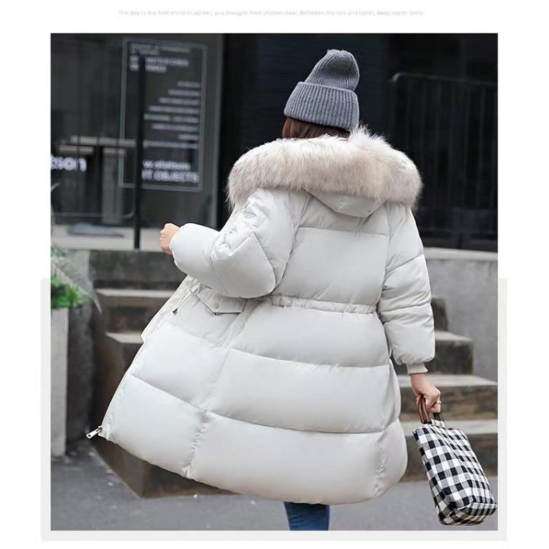 Winter New Hooded Medium and Long Big Fur Collar Fashion Versatile Cotton-padded Clothes Women's Coat