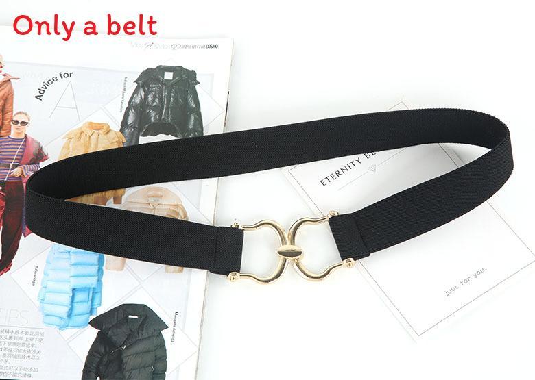 Fashion Black And Leopard Print Elastic Waistband With Buckle Design For Formal Events