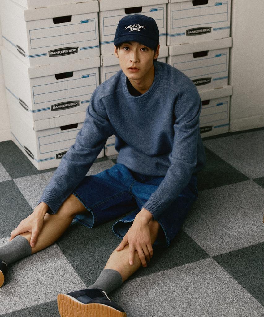 LEDEPT Washable Raglan Round Pullover [Blue]