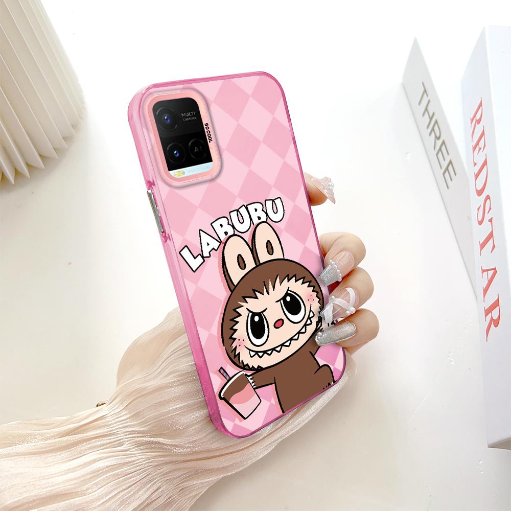 

Окрашенный узор, красочный серебристый, двухсторонний, жесткий, противоударный чехол для телефона Vivo Vivo Y21T темно-розовый