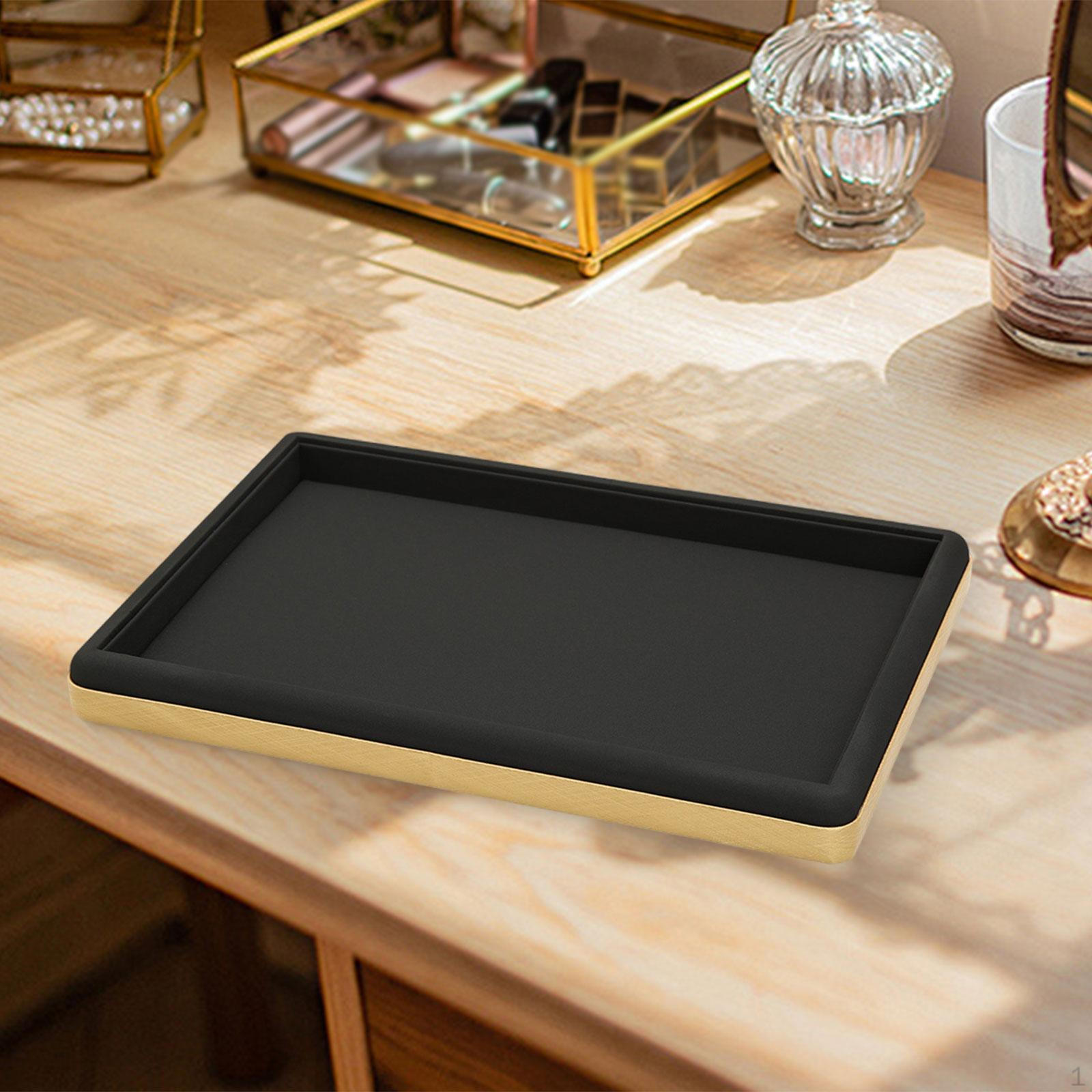 

Поднос для ювелирных изделий из матовой кожи, пустой и плоский поднос для хранения футляров, Black