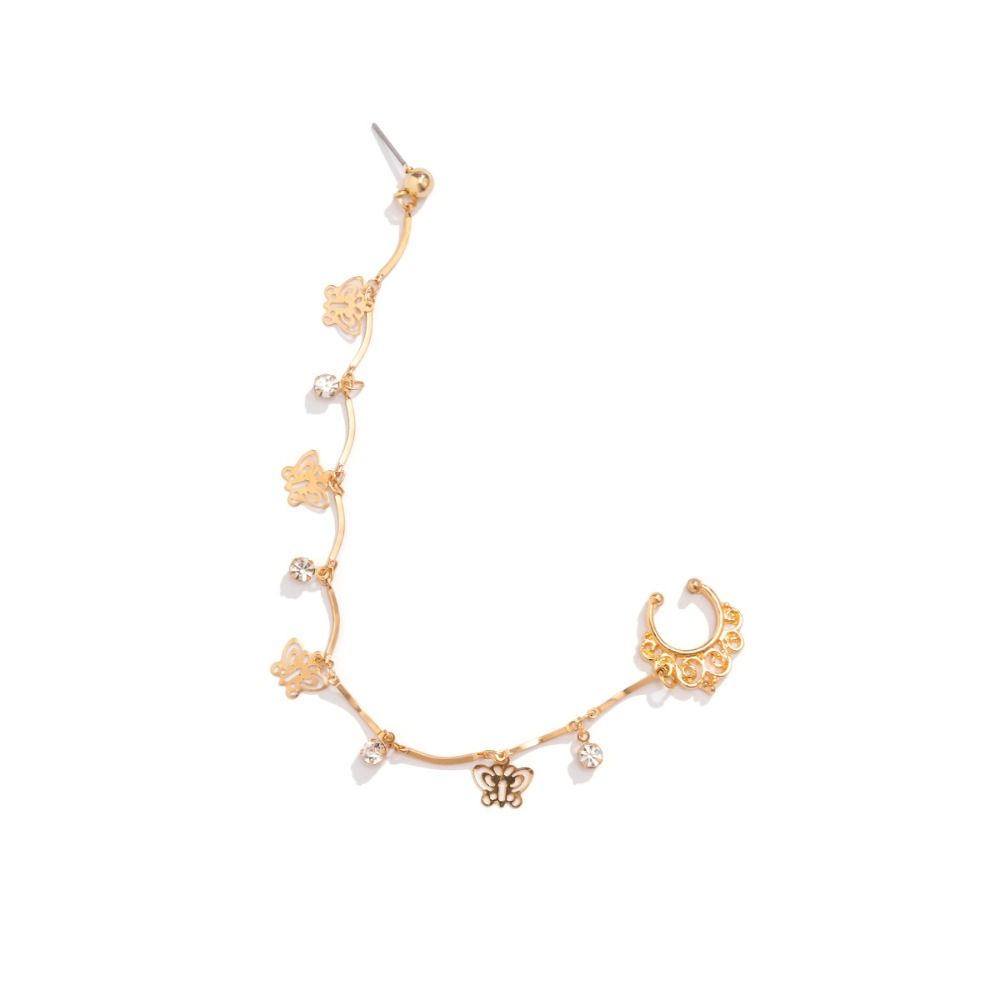 Tassel Pearl Nose Rings Silver Butterfly Stud Earrings Trendy Fake Nostril Piercing Clip  Boys