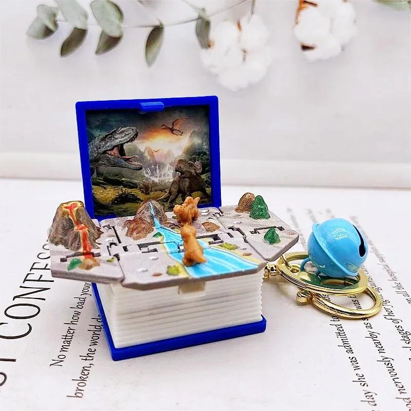 3d Dinosaur Castle Folding Book Keychain Pendant Cartoon Astronaut Soccer Field Pendant Anxiety Stress Children Kids Toy