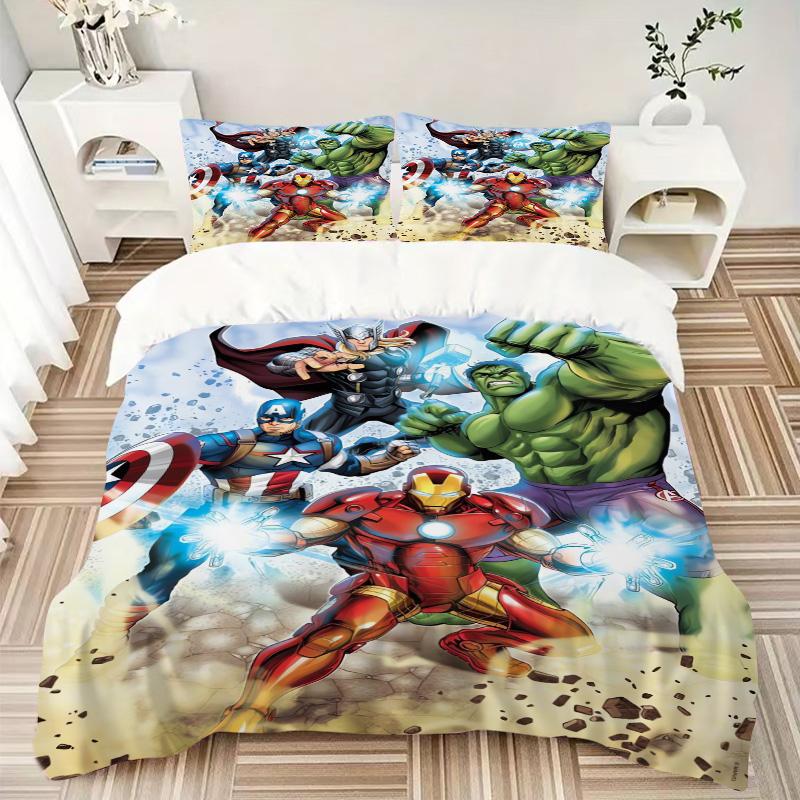Avengers Heroes United Print 3Pcs Bedding Setduvet Cover With 2 Bedropillowcase Home Birthday Gift