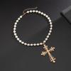 PuRui Trendy Gold Color Perfectly Round Imitation Zircon Necklace Man Adjustable Jesus Cross Pendant Lucky Zircon Accessories