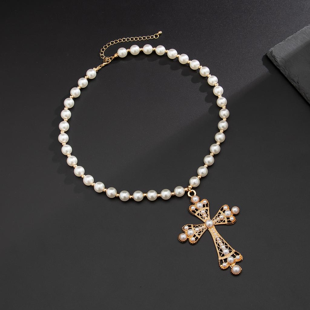 PuRui Trendy Gold Color Perfectly Round Imitation Zircon Necklace Man Adjustable Jesus Cross Pendant Lucky Zircon Accessories