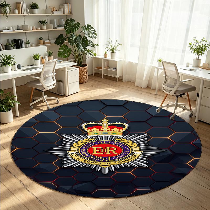 Royal Engineers A.F.C Printed Round Crystal Velvet Rug Soft Non Slip Floor Carpet For Bedroom Holiday Gift