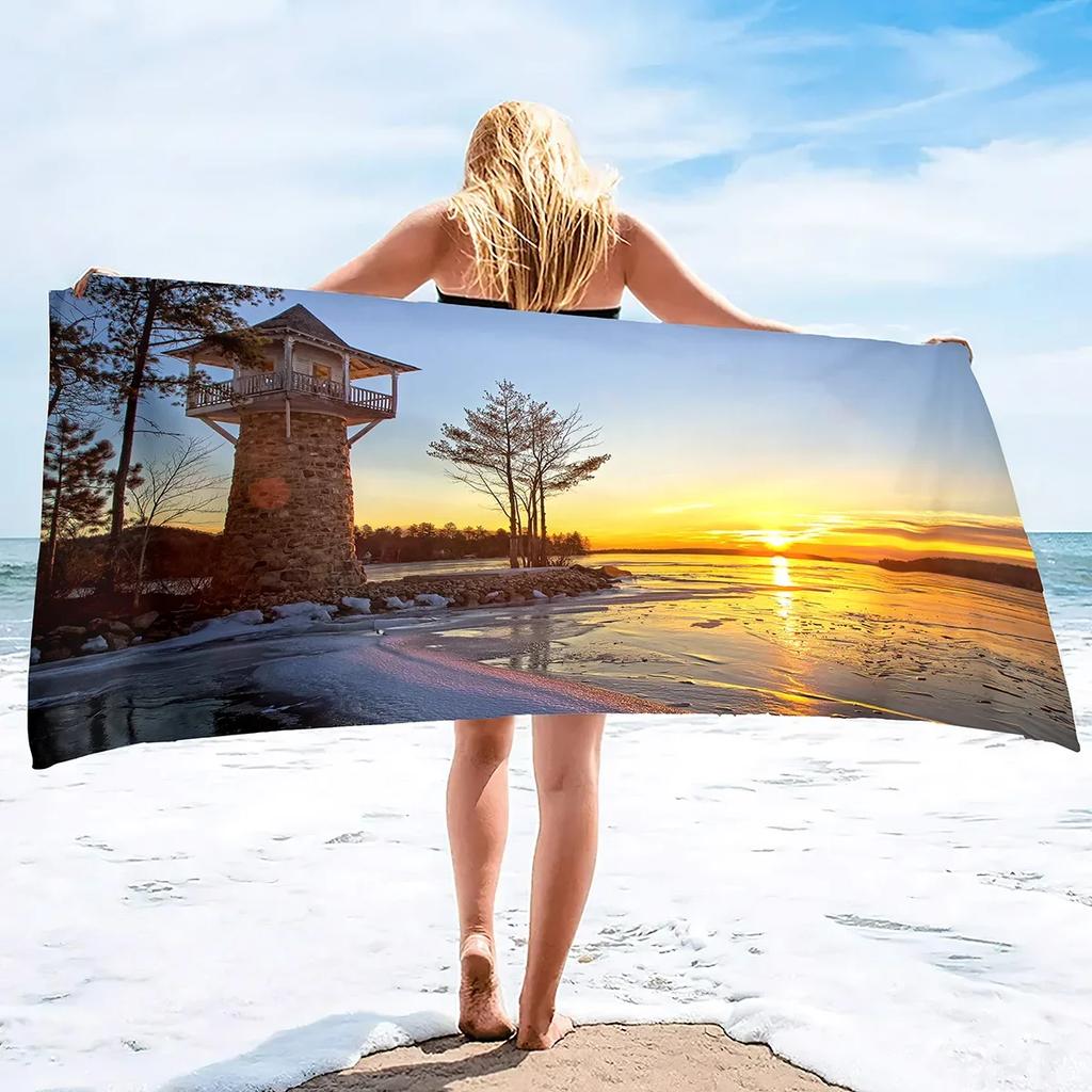 Leuchtturm Mikrofaser Pool Sandfest Strandtuch Decke Schnell Schnelltrocknend Sandfrei Proof Kompakt Outdoor Leichtgewichtige Handtücher