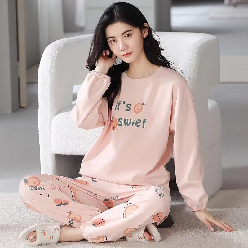 Pijama feminino de poliéster, tamanho grande 5XL, primavera/outono, xadrez, manga comprida, conjunto de roupa de dormir, feminino, simples, solto, casual