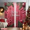 Flat Printing Christmas Curtain Candy Cane Versatile Polyester Fabric Without Electricity Festive Holiday Curtains Set Of 2 Made