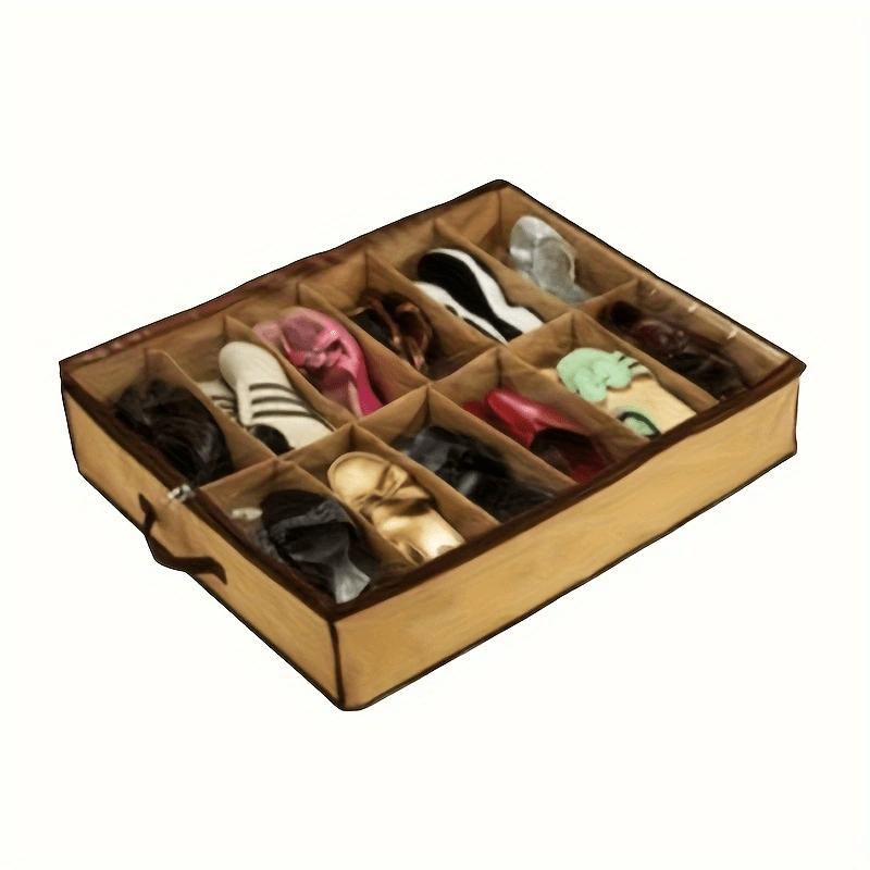 

Коробка для хранения обуви в винтажном стиле с пыленепроницаемой прозрачной крышкой - Органайзер с 12 отделениями для кроссовок, лоферов и многого другого | Решение для экономии места