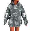 Ladies' Christmas Printed Bow Long Sleeved Loose Fitting Headband With Rope Hooded Sweatshirt Top
