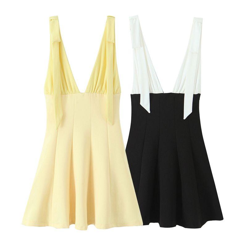 Kaslead New Women Clothes Western Style Bowknot Decoration Patchwork Short Dress 8171777