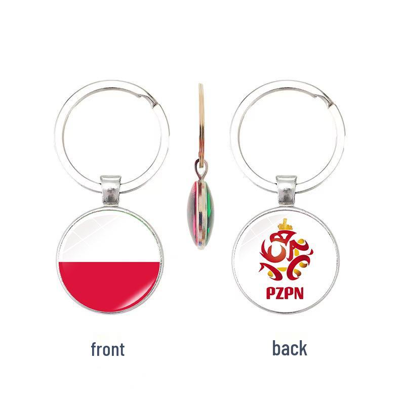 World Cup Top 32 National Flags & Team Emblems Double-sided Keychain