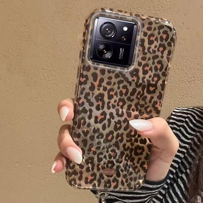 Koreanische Bernsteingold-Leopardenmuster-Handyhülle für Xiaomi 13T 14T 11 Lite NE Poco X5 M6 Pro X6 X7 X3 Pro NFC C65 C61 M5S Damen Hülle