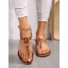 Women's Beaded Ethnic Style Clip-foot Herring-shaped Flat Sandals Flat-heeled Women's Shoes