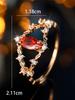 Luxury Female White Red Zircon Stone Finger Engagement Ring Vintage Gold Color Wedding Band Bridal  For Women
