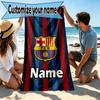 Asciugamano da Spiaggia Personalizzato con Nome e Stampa del Barcellona FC, per Viaggio Campeggio Festa in Spiaggia Decorazione Casa, Regalo di Compleanno per Famiglia e Amici
