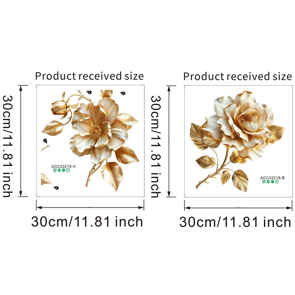 1 Sheet Beautiful Golden Flower Toilet Sticker Bathroom Toilet Cover Decorative Sticker Waterproof Self Adhesive