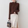 Hengyuanxiang Women's 100% Wool Half-High Collar Jacquard Sweater