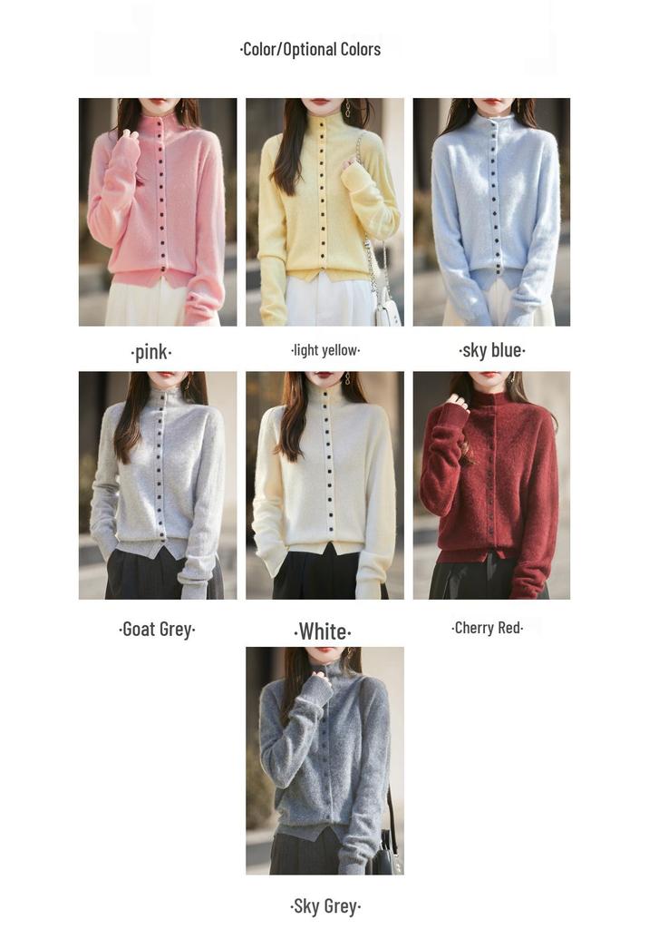 Retro Chic Wool Brushed Button-Up Cardigan - Versatile Autumn & Winter Women's Style with Rolled Hem and Neckline.