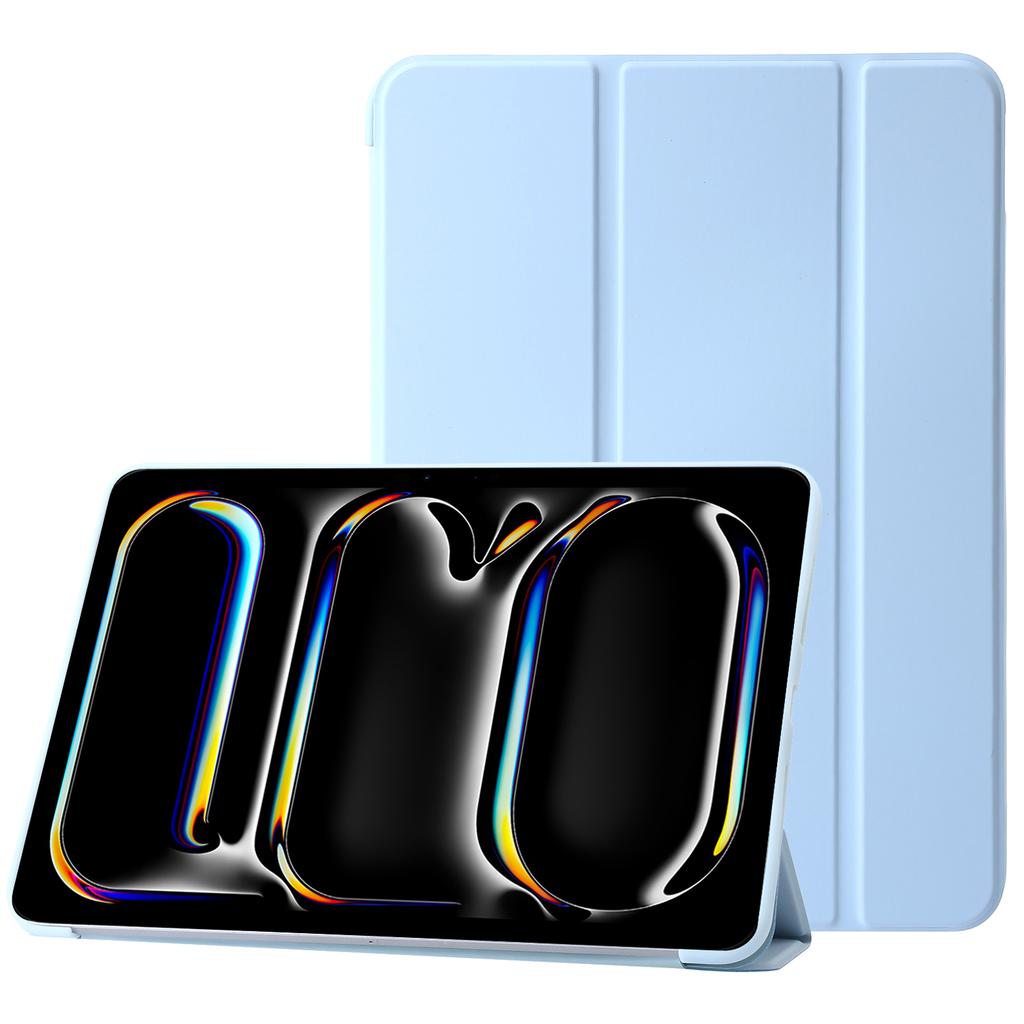 For iPad Pro 13 (2024) Case Tri-Fold Stand Leather+Silicone Tablet Cover