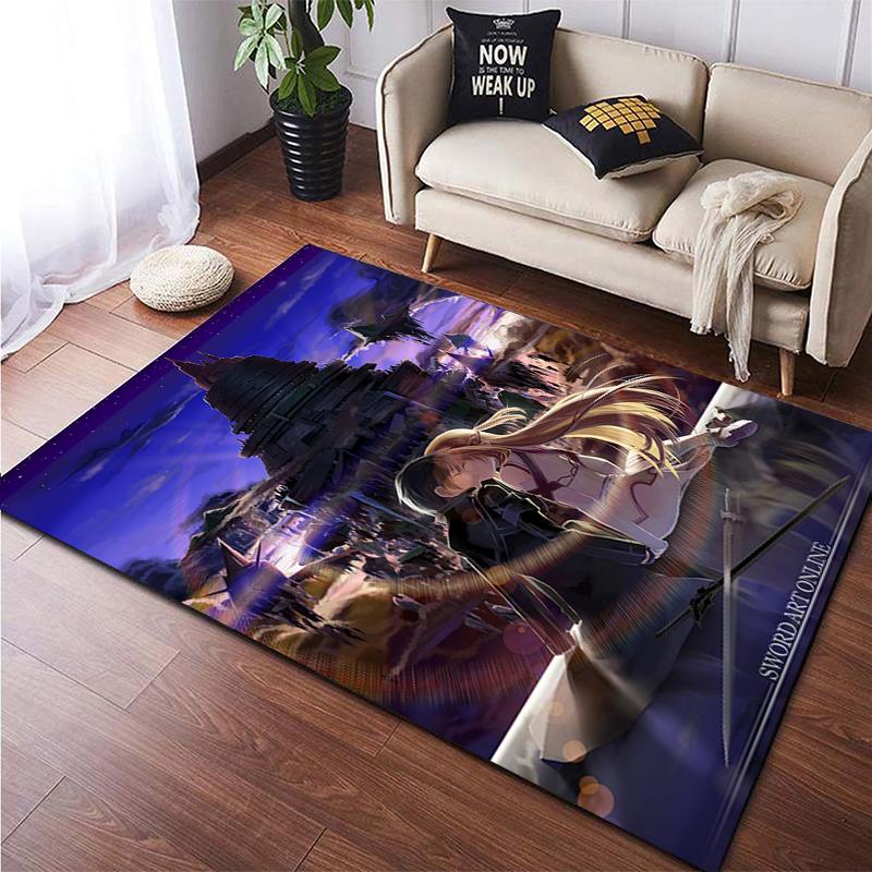 Hot Anime SAO Sword Art Online Modern House Living Room Floor Matte Bedroom Carpet Poster Mat Pattern Decorative Square Rug Gift