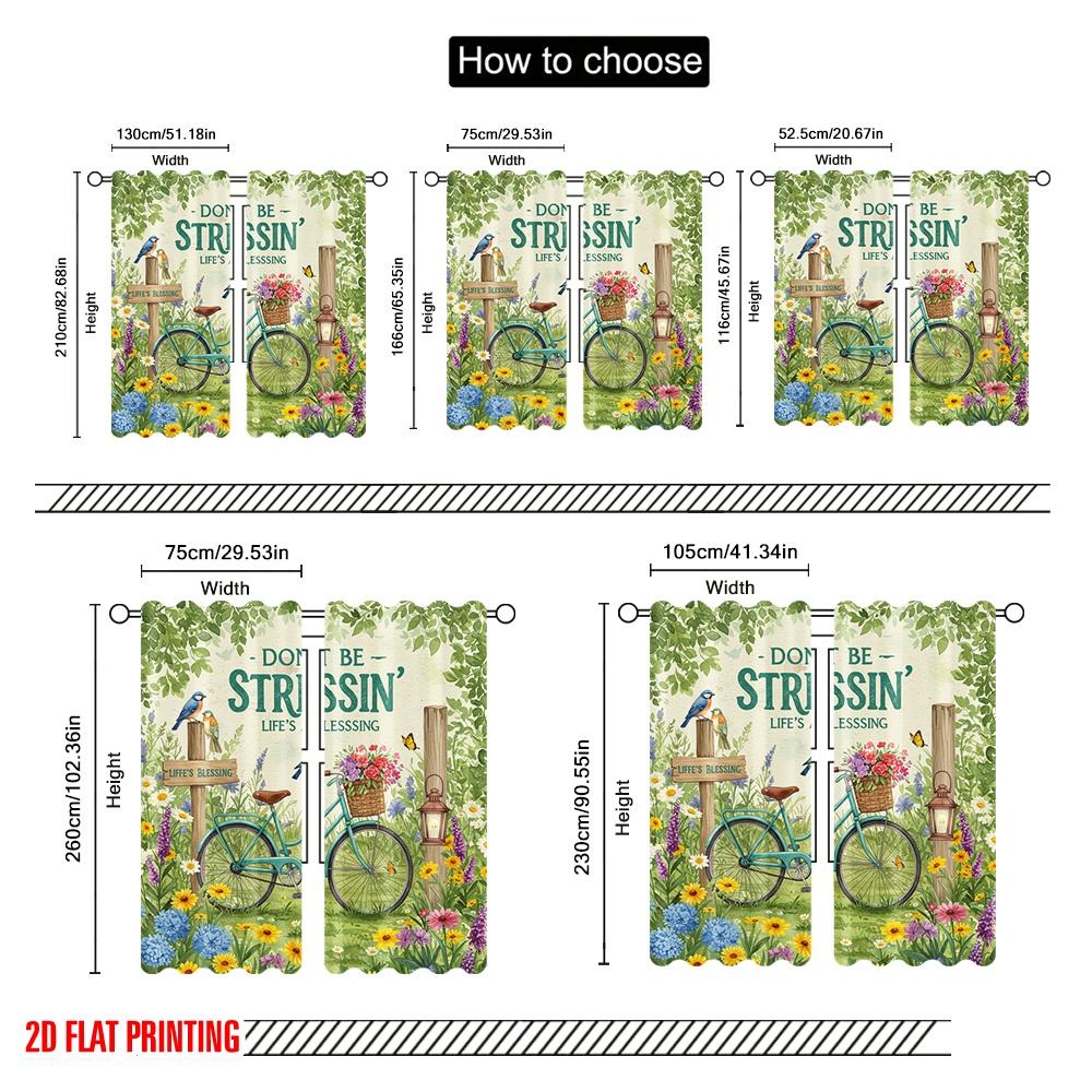 2 Stück 2D Flachdruck Szenenvorhänge Stress dich nicht Lebenssegen Polyester Ohne Strom 0 Verwendung für Klassenzimmer Büro