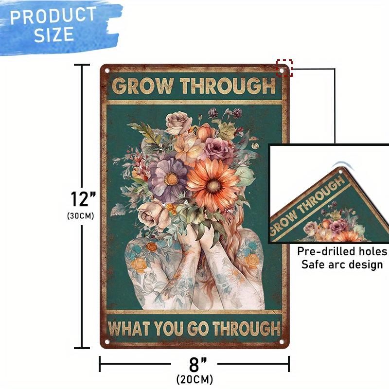 

An 8x12 inch aluminum plaque fun vintage tin plaque flowerpot head through your mental health sign flowerpot head sign чёрный