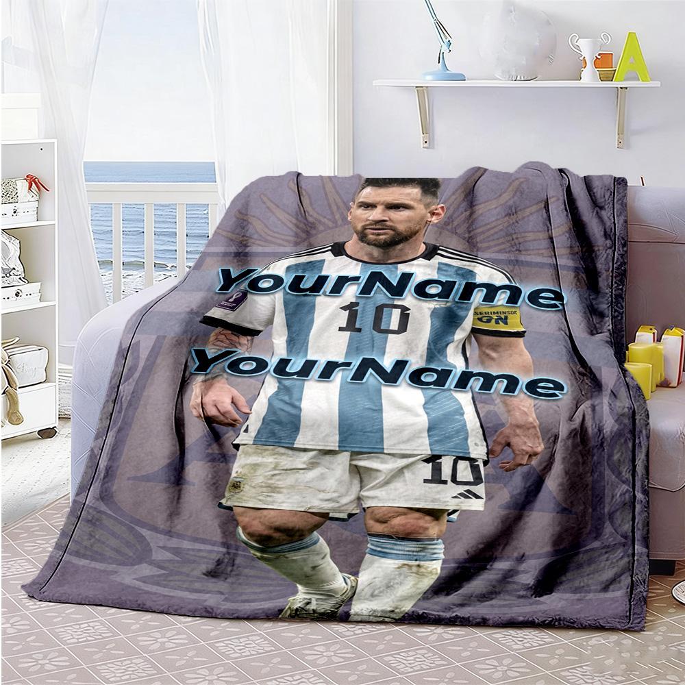 Messi 175 Customize Your Name Blanket Throw Personalized Blanket Warmthful Decor Suitable for Couch Nap Bed Sofa Four Seasons Universal