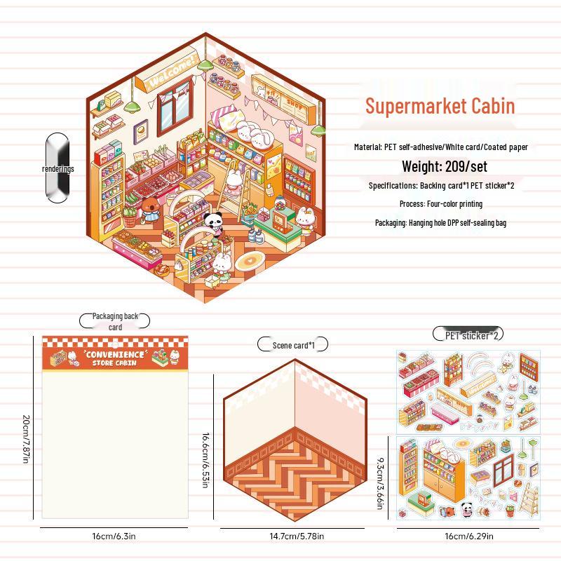 Fairy Tale Cottage 3D Landscape Stickers - Miniature Journal Decoration