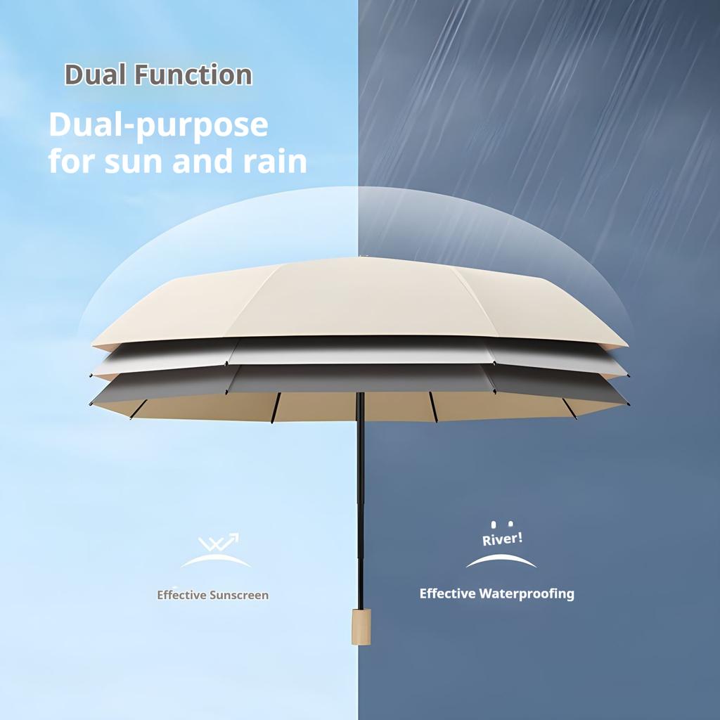 Colorful Windproof 8-Bone Umbrella with Solid Wood Handle Simple Three-Fold Design for Men And Women Small Fresh Style
