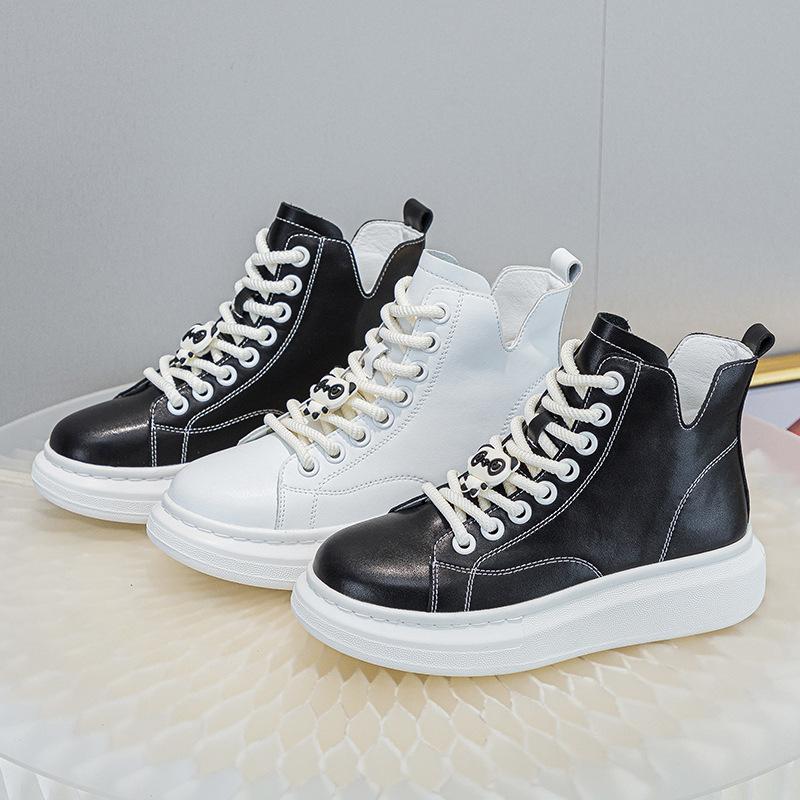 Leather high-top card women's autumn new versatile fashion casual sports women's shoes